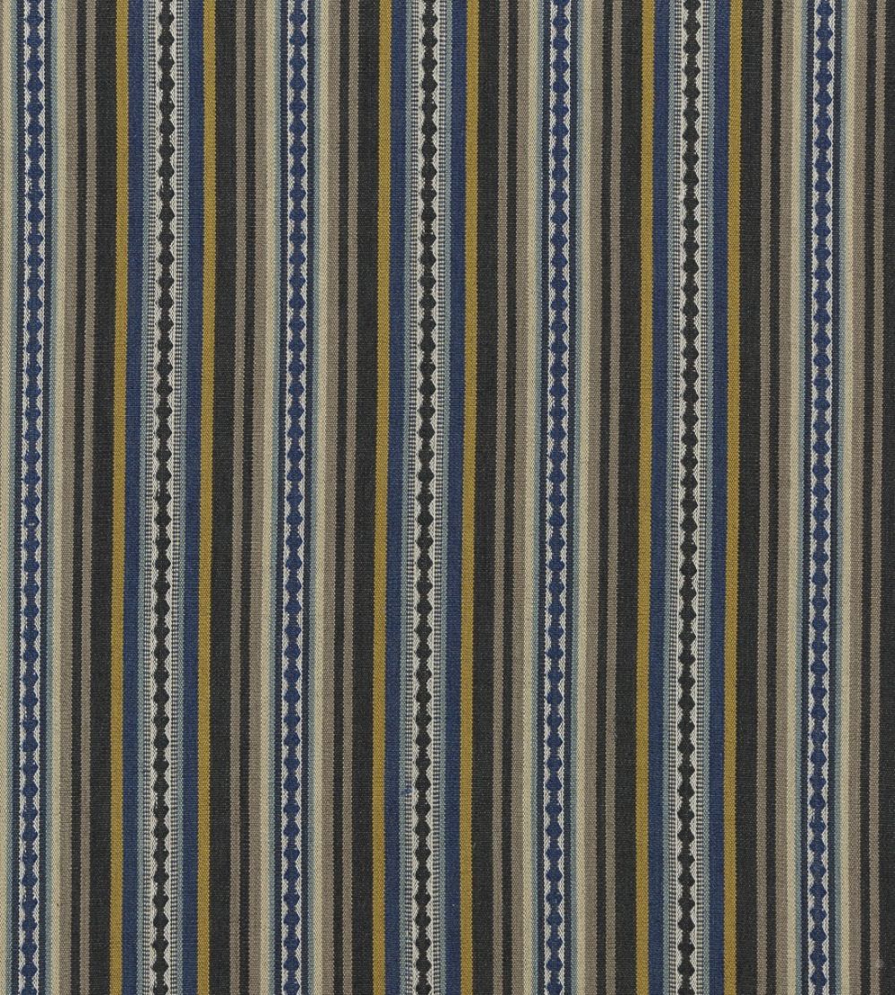Dalton Stripe Fabric by Mulberry Home Indigo/Ochre