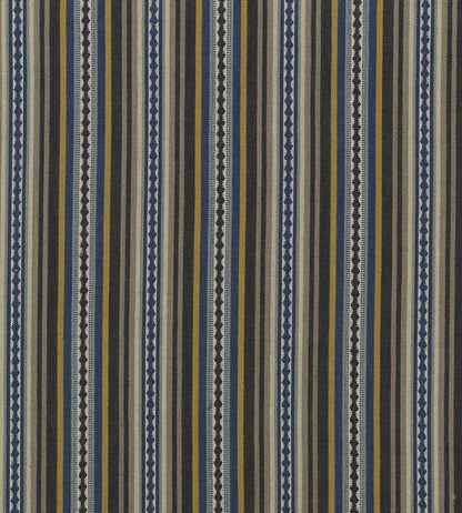 Dalton Stripe Fabric by Mulberry Home Indigo/Ochre