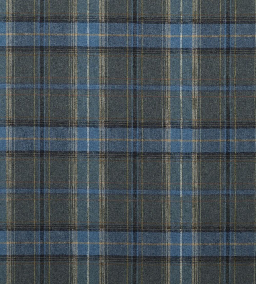 Shetland Plaid Fabric by Mulberry Home Blue