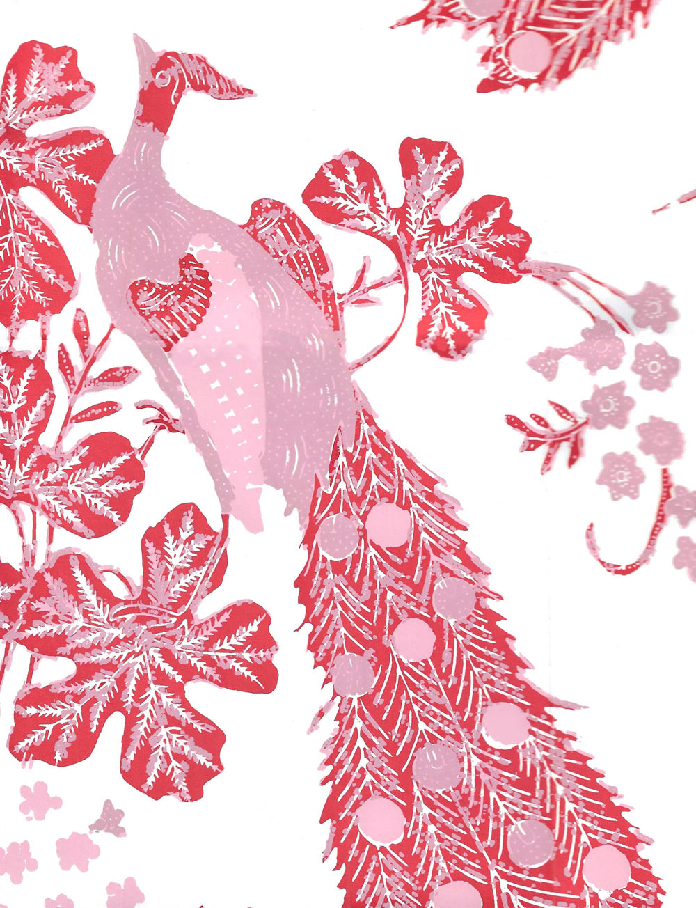 Peacock Batik Multi Orange / Coral on Off White Paper wallpaper by China Seas