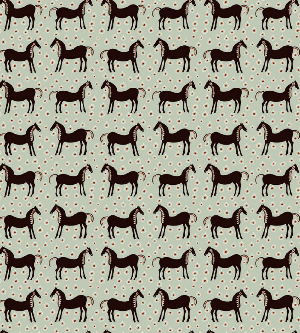 Musta Tamma Wallpaper by Marimekko Green