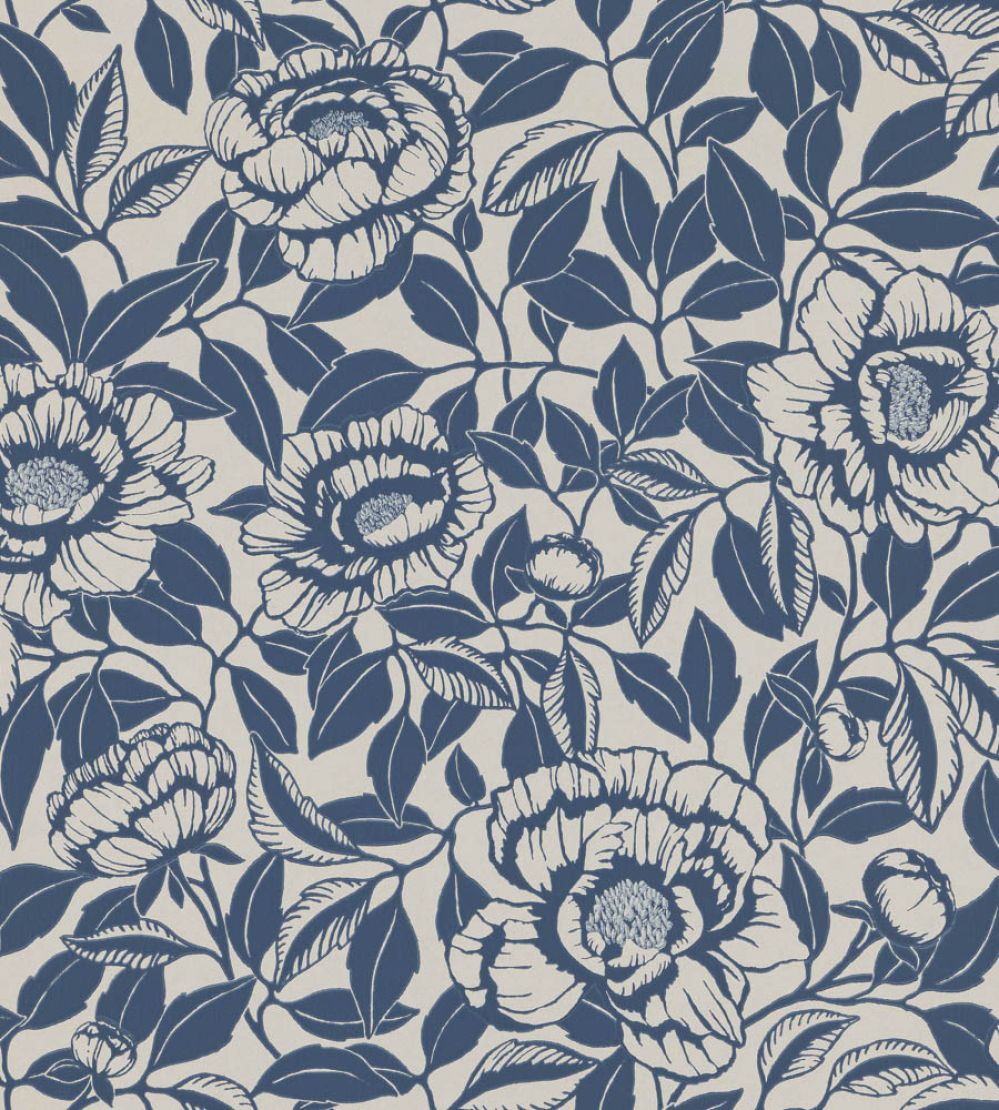 My Peony Garden Wallpaper by Langelid Von Bromssen China Blue