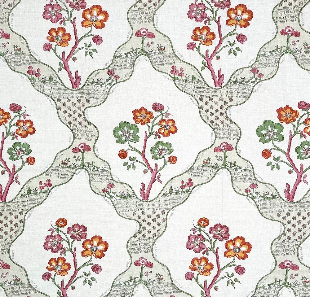 Myrtil Toile Naturel Multi Rose fabric by Charles Burger