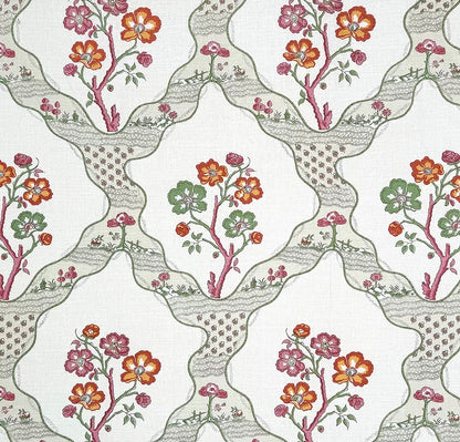 Myrtil Toile Naturel Multi Rose fabric by Charles Burger