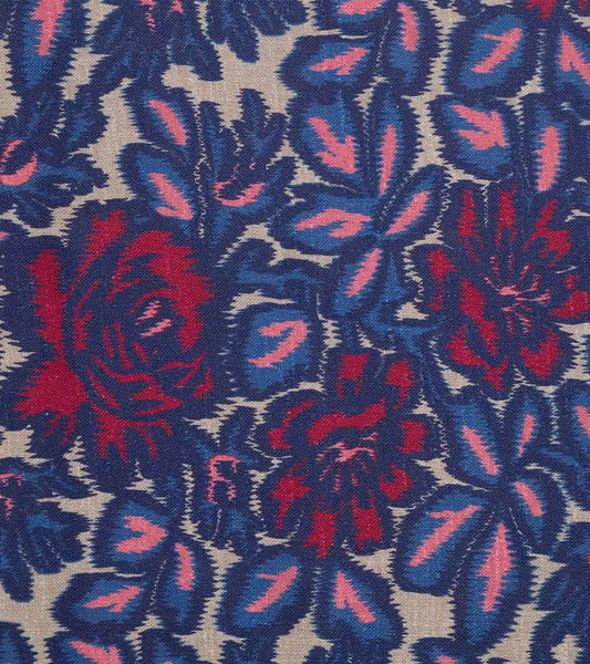 Jardin d'Ikat Fabric by Casa Lopez in Blue/Pink