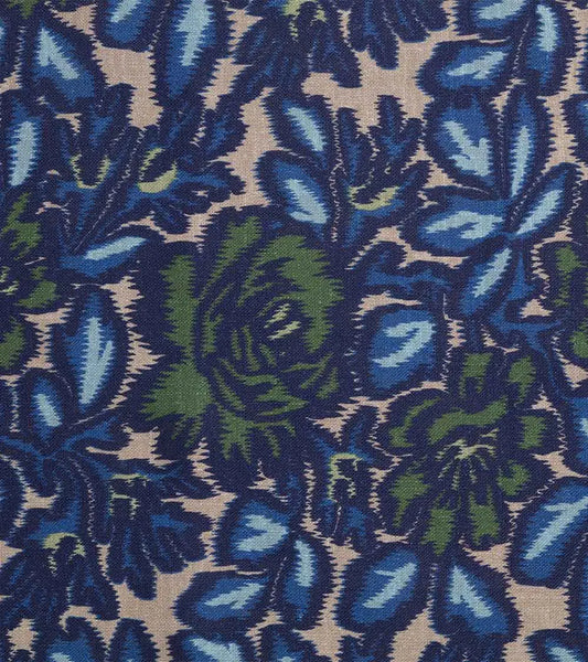 Jardin d'Ikat Fabric by Casa Lopez in Navy/Green