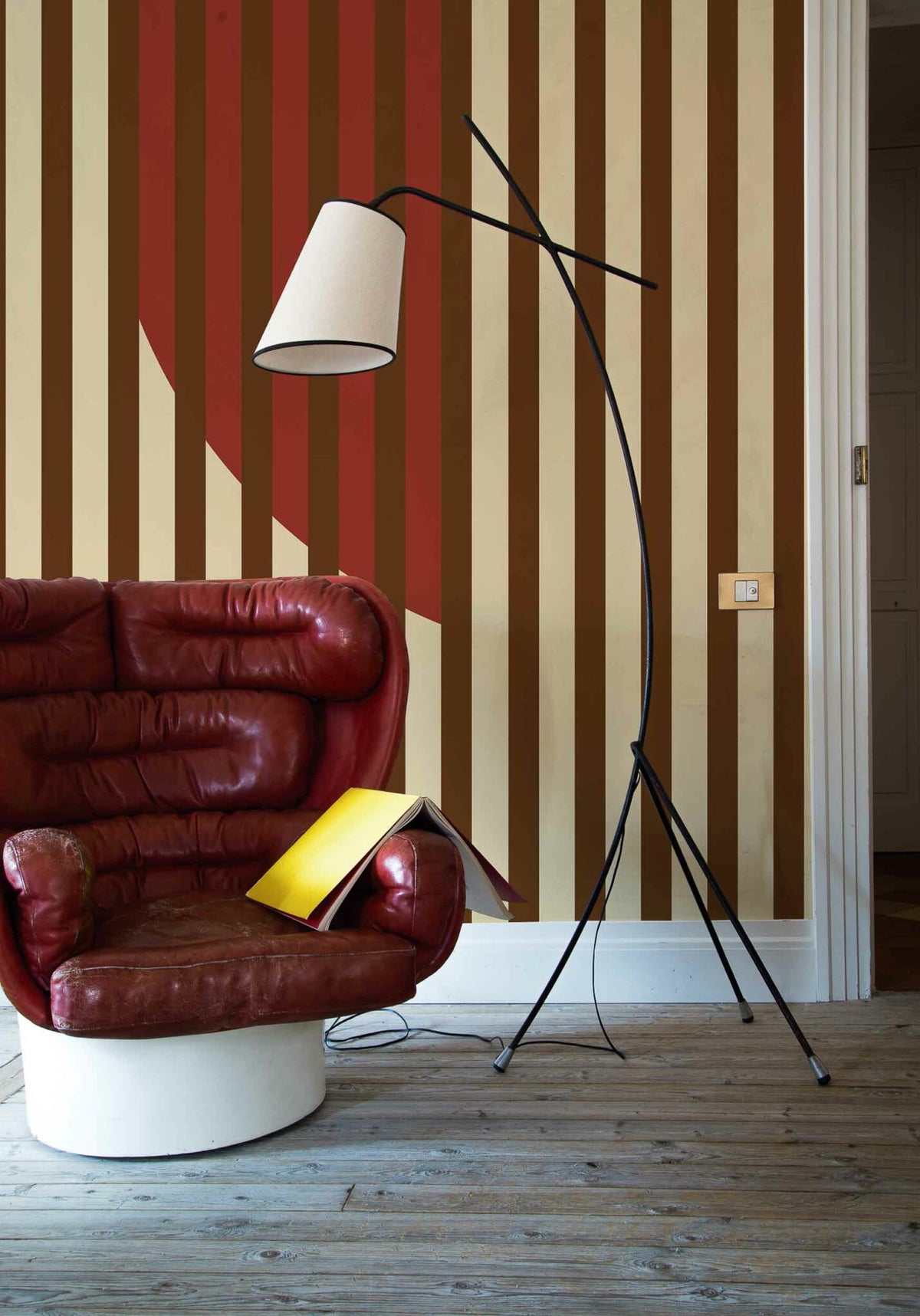 Nascondino mural by Coordonné in Rojo, shown in a styled room