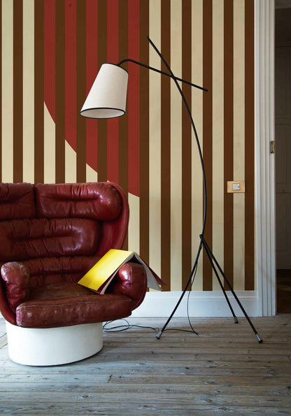 Nascondino mural by Coordonné in Rojo, shown in a styled room
