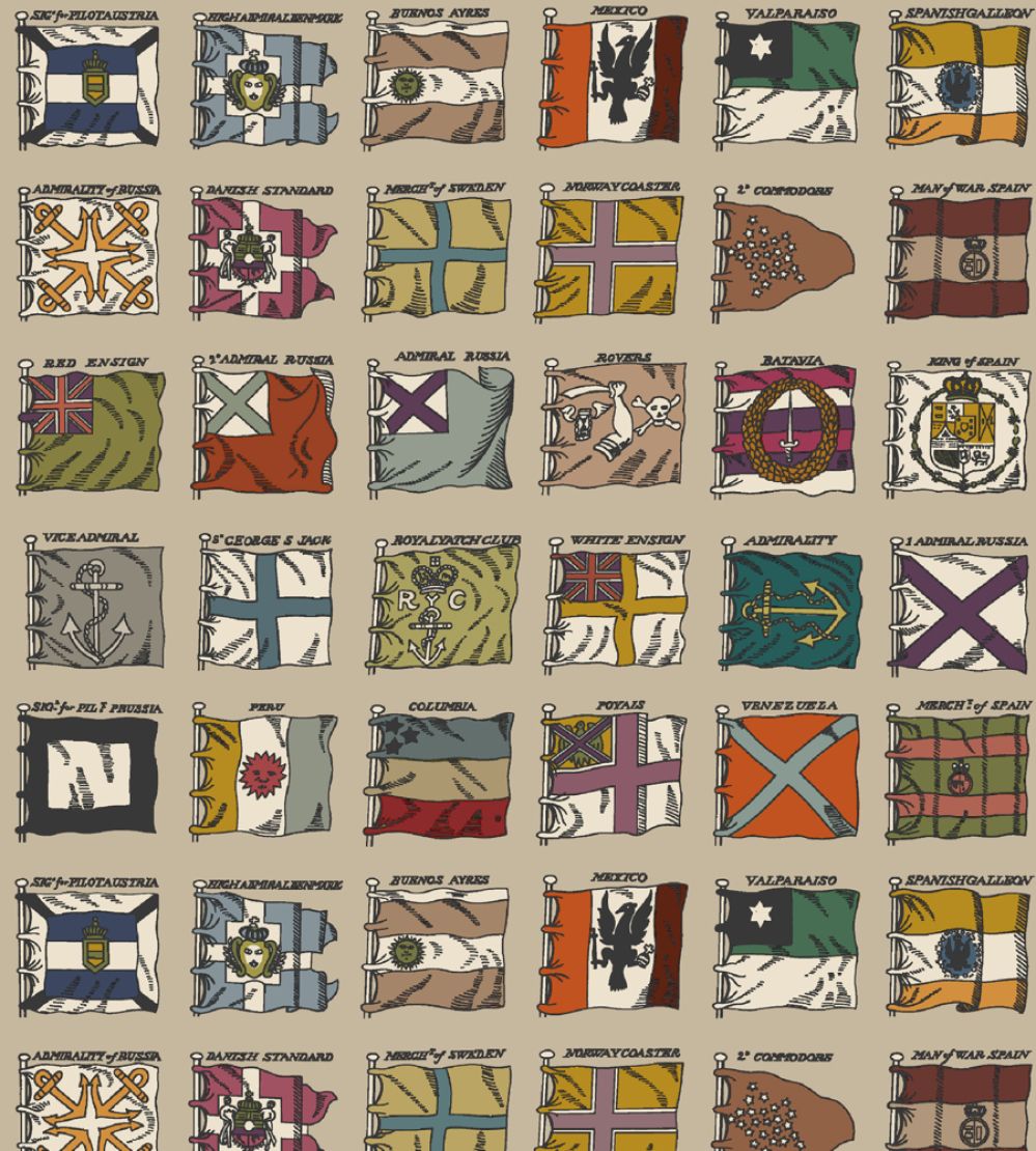 Naval Ensigns Wallpaper by Mulberry Home Red / Plum