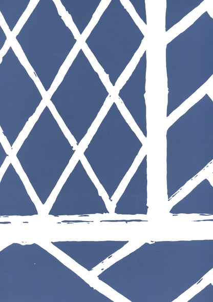 Trellis Background Navy on White wallpaper by China Seas