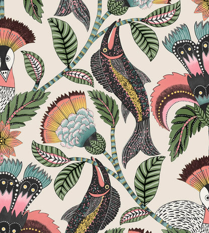 Nene Wallpaper by Cole & Son Coral Sage & Teal on Parchment