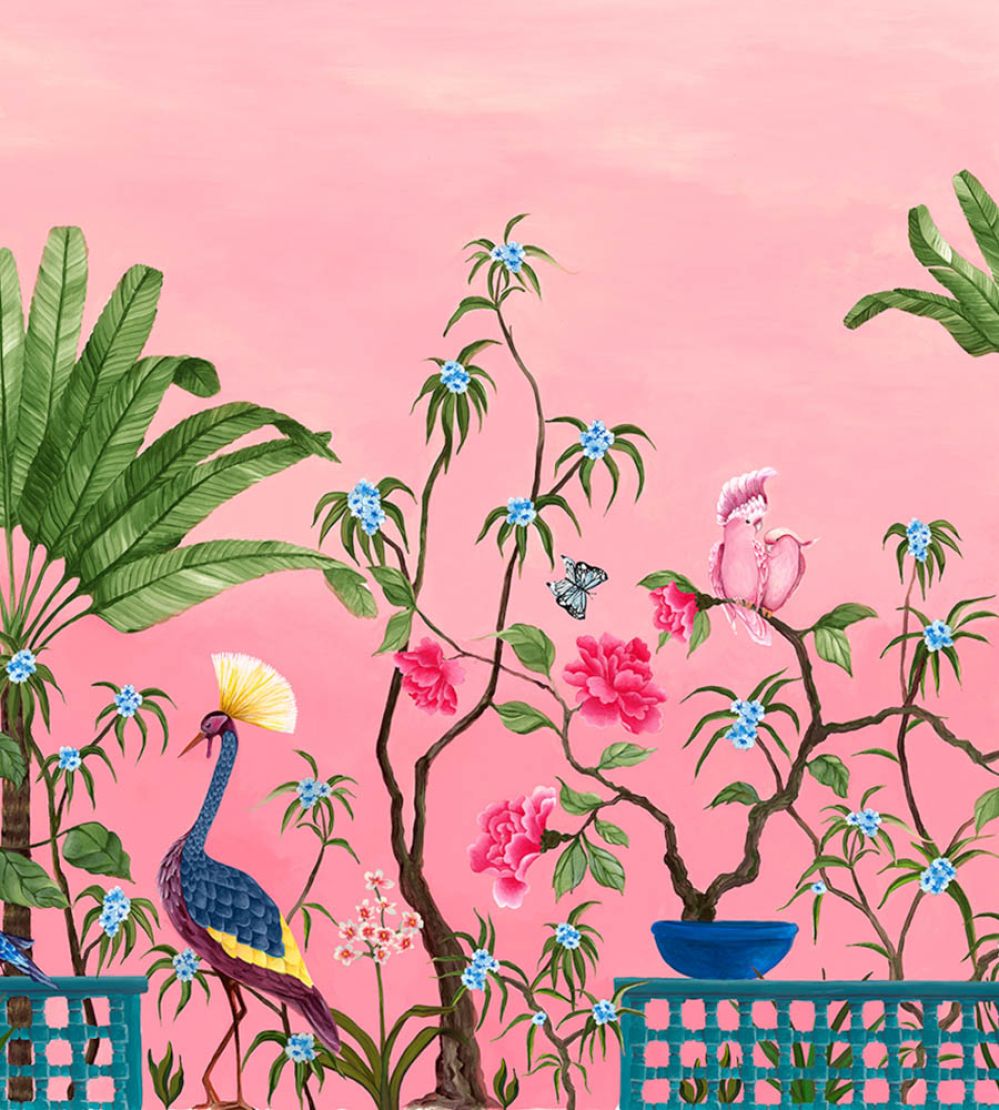 Neo-Tea Garden Mural by Coordonne Pink