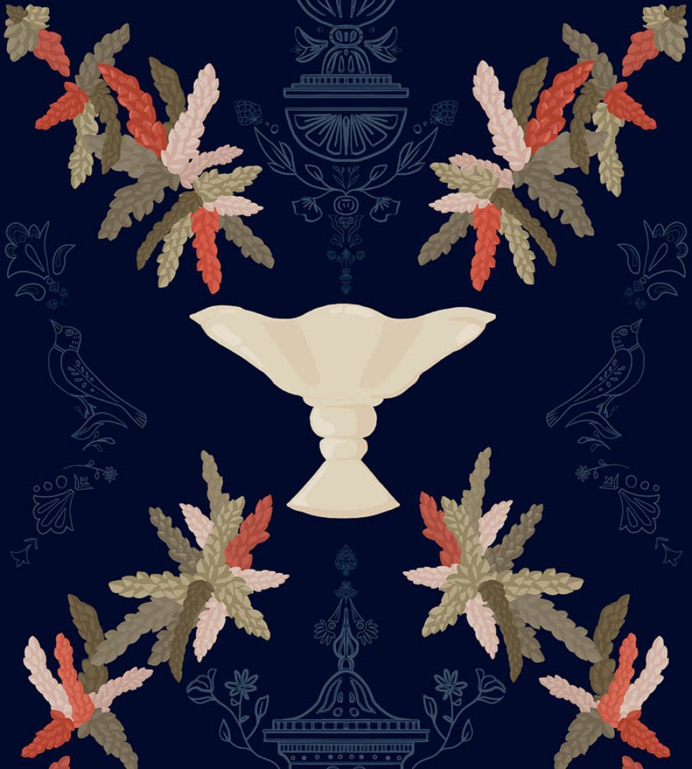Neorococo Wallpaper by Coordonne Navy