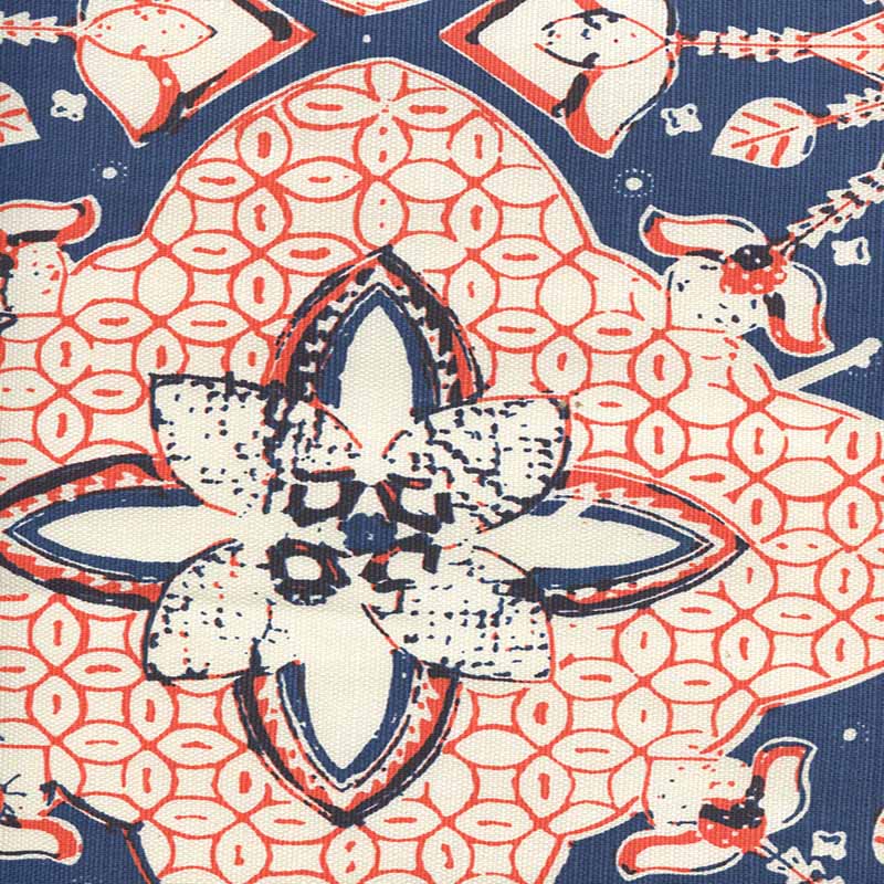 New Batik New Navy Orange fabric by China Seas