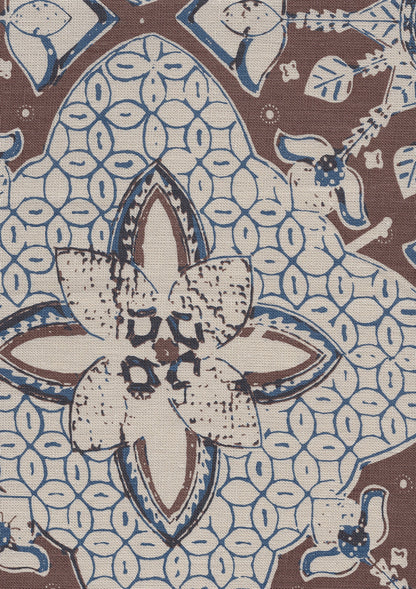 New Batik New Brown New Navy on Tan fabric by China Seas