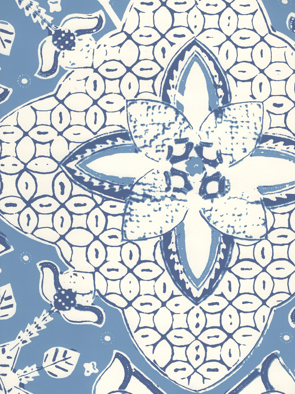 New Batik Pacific Blue New Navy on Almost White wallpaper by China Seas