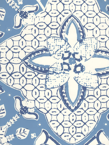 New Batik Pacific Blue New Navy on Almost White wallpaper by China Seas