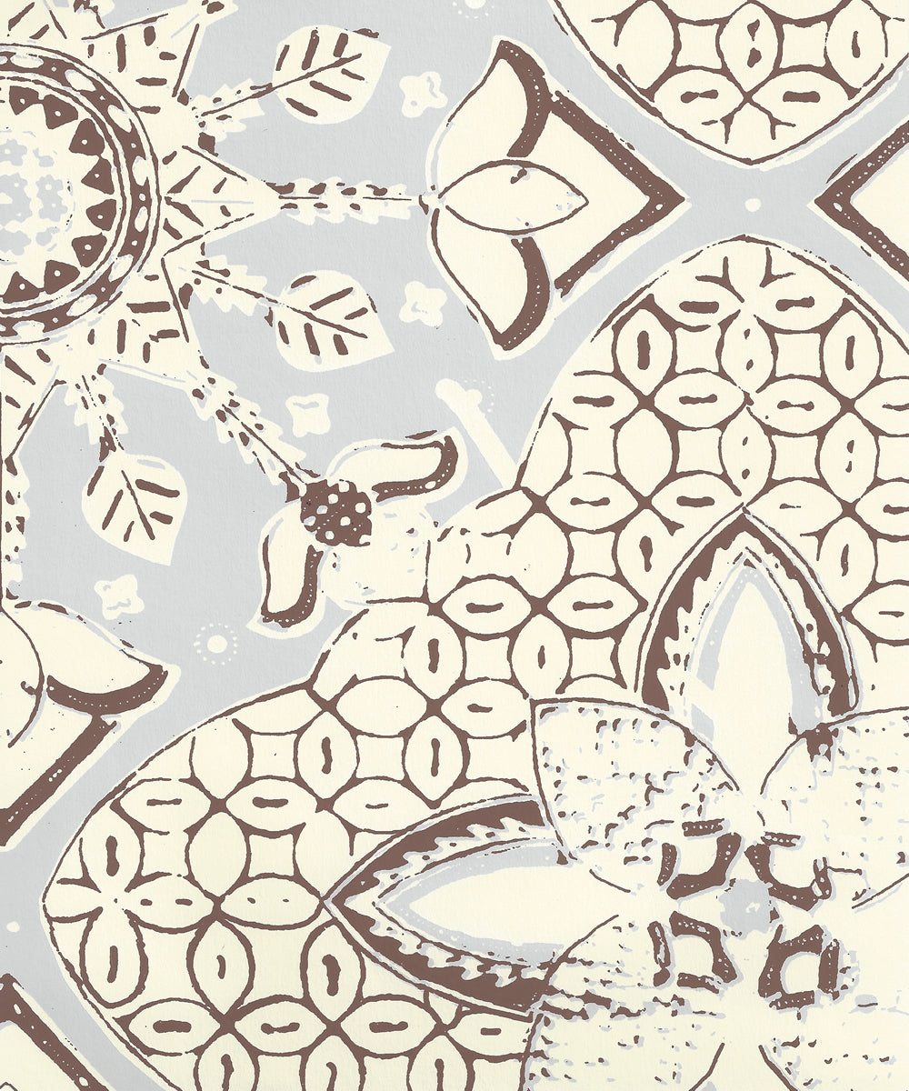 New Batik Cloud Brown on Off White wallpaper by China Seas