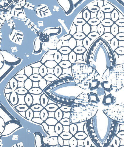 New Batik French Blue Navy on White wallpaper by China Seas