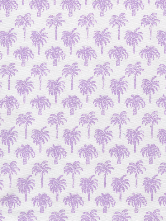 New Island Palm Lavender on White fabric by China Seas