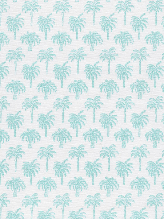 New Island Palm Turquoise on White fabric by China Seas