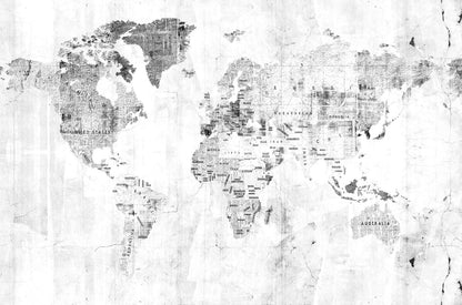 Newspaper Map mural by Coordonné in White, flat pattern view