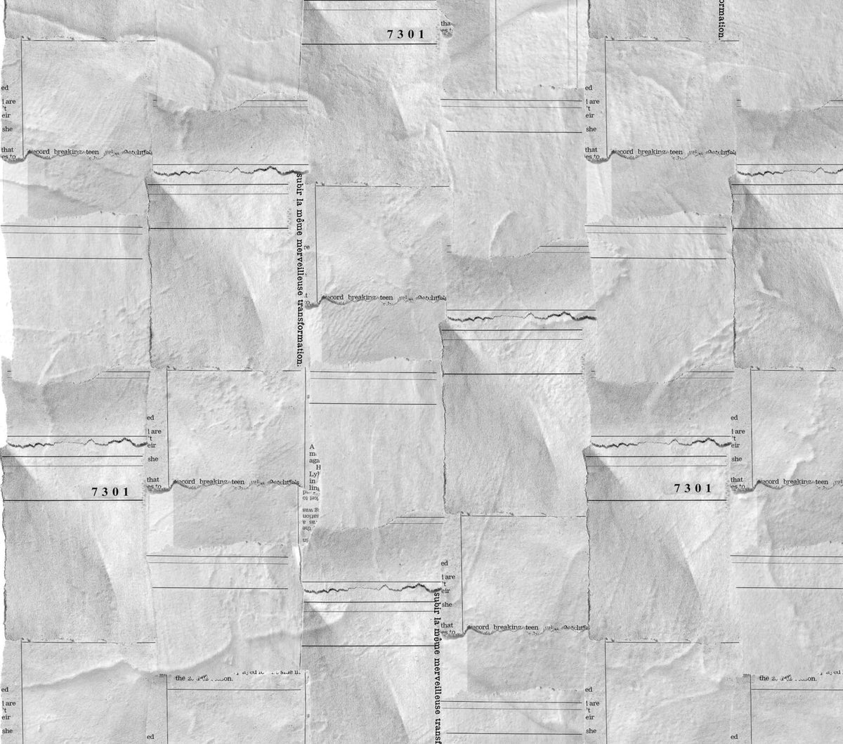 Newspaper Pieces mural by Coordonné in Grey, flat pattern view