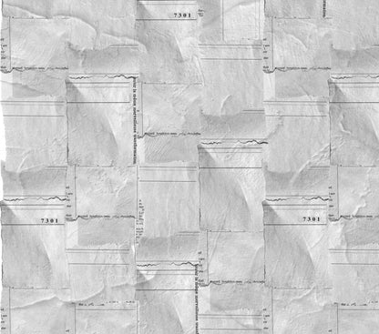 Newspaper Pieces mural by Coordonné in Grey, flat pattern view
