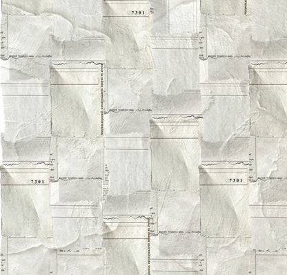 Newspaper Pieces mural by Coordonné in Sepia, flat pattern view