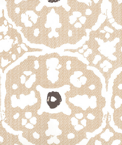 Nitik Grande Camel Brown on Almost White wallpaper by China Seas