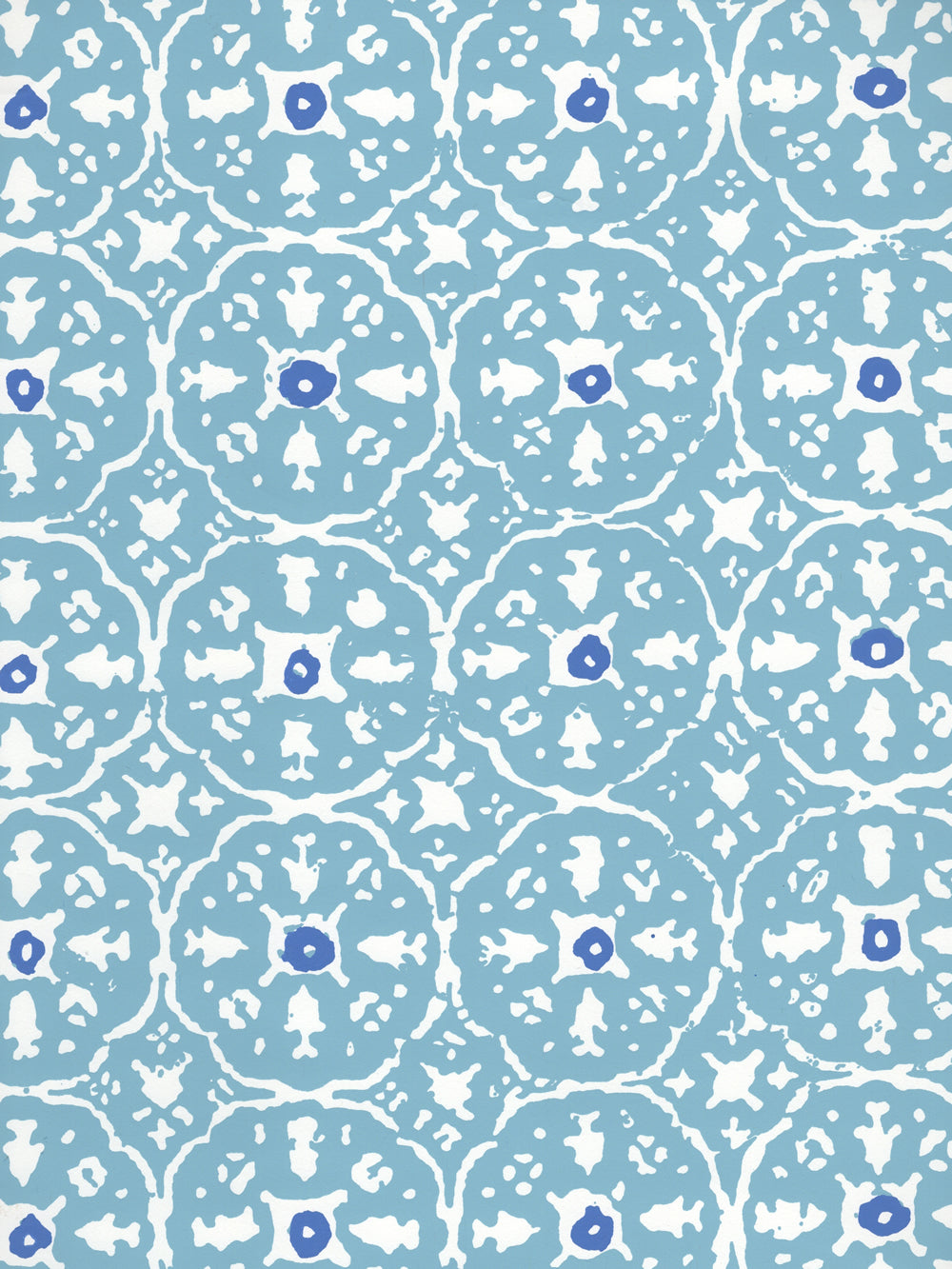 Nitik II Sky Blue on White wallpaper by China Seas