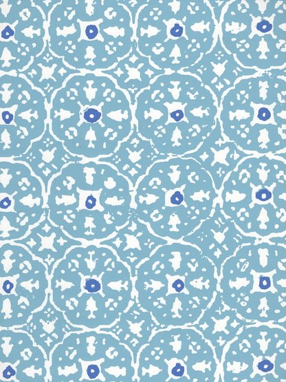 Nitik II Sky Blue on White wallpaper by China Seas