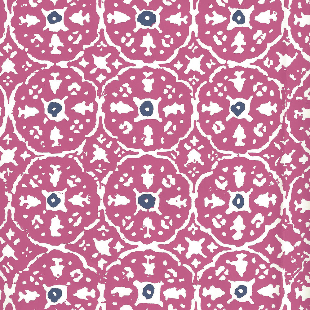 Nitik II Magenta Navy on Almost White wallpaper by China Seas