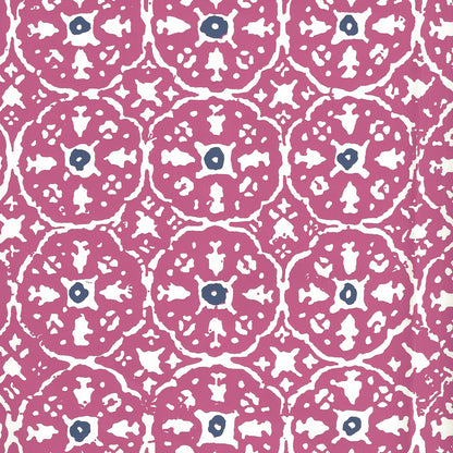 Nitik II Magenta Navy on Almost White wallpaper by China Seas