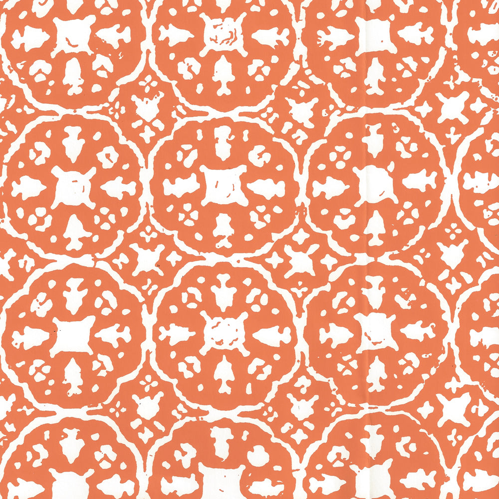 Nitik II Orange on Almost White wallpaper by China Seas
