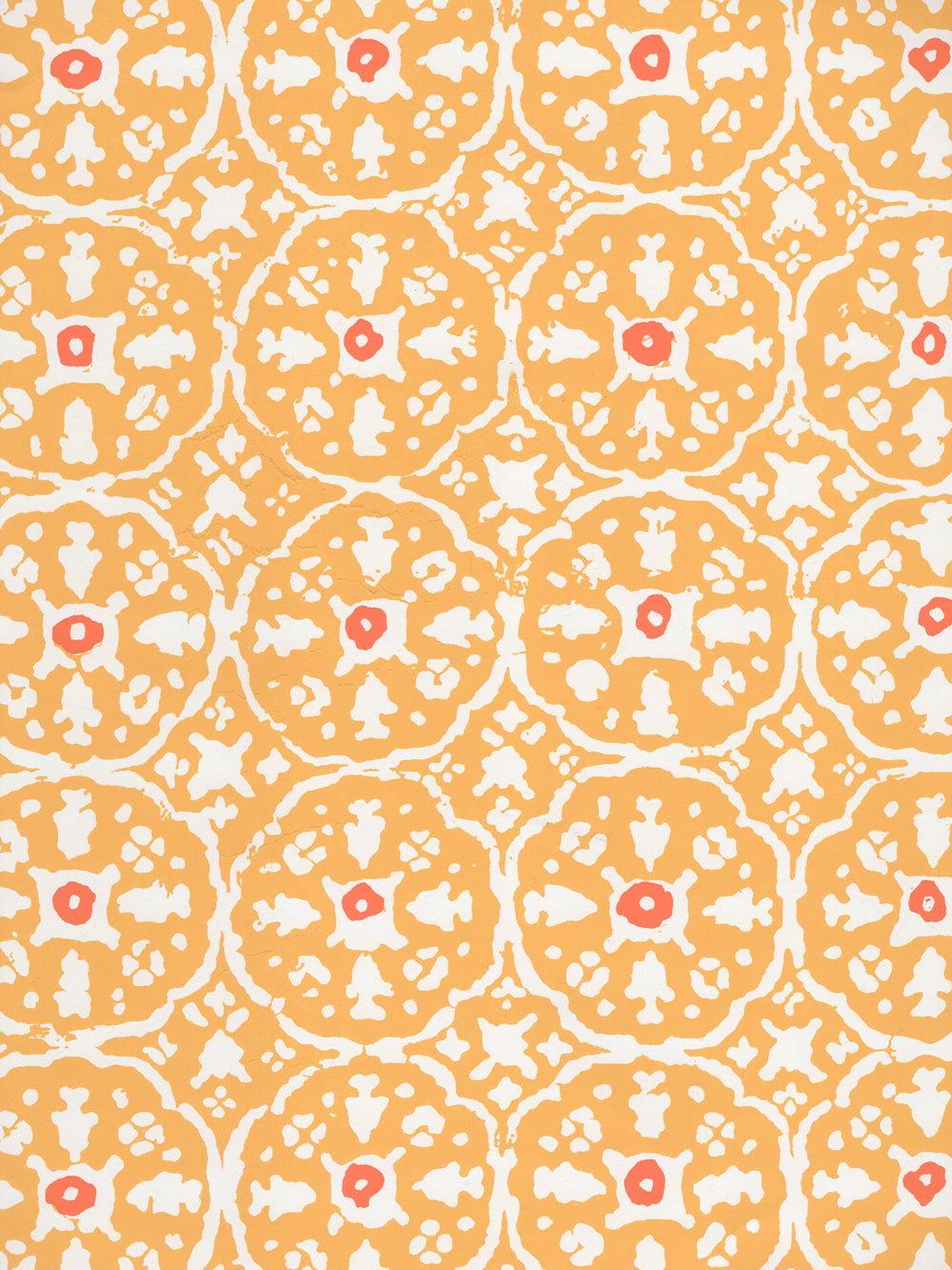 Nitik II New Yellow Salmon on White Patent Vinyl wallpaper by China Seas