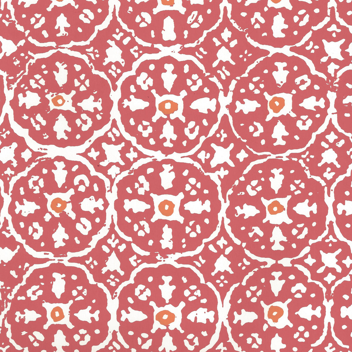 Nitik II New Shrimp Orange on Almost White wallpaper by China Seas
