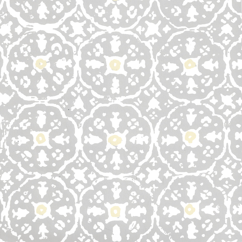 Nitik II Polar Gray Cream on White wallpaper by China Seas