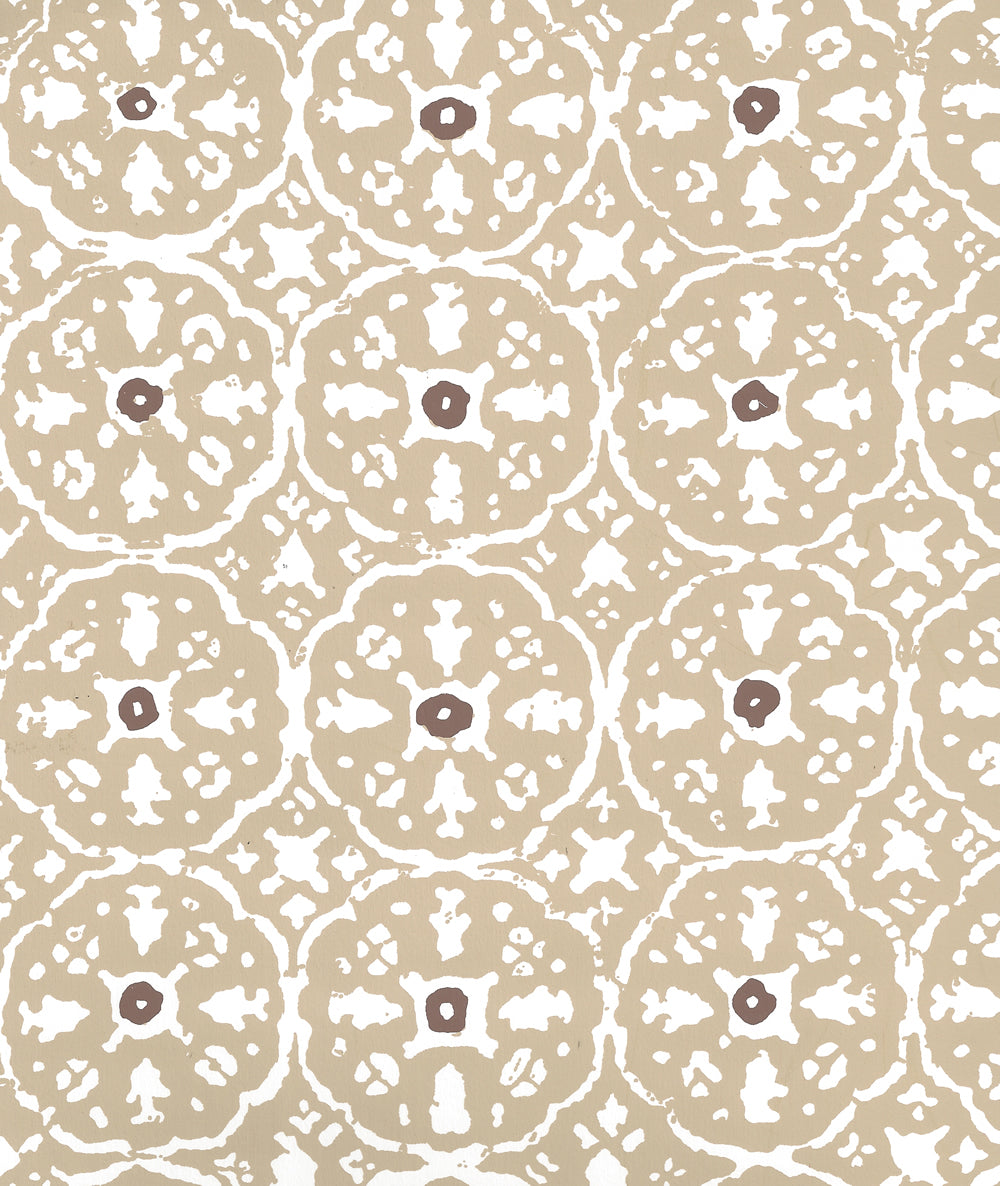 Nitik II Taupe Brown on White wallpaper by China Seas