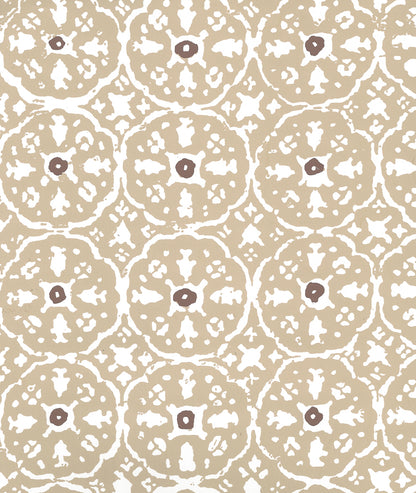 Nitik II Taupe Brown on White wallpaper by China Seas