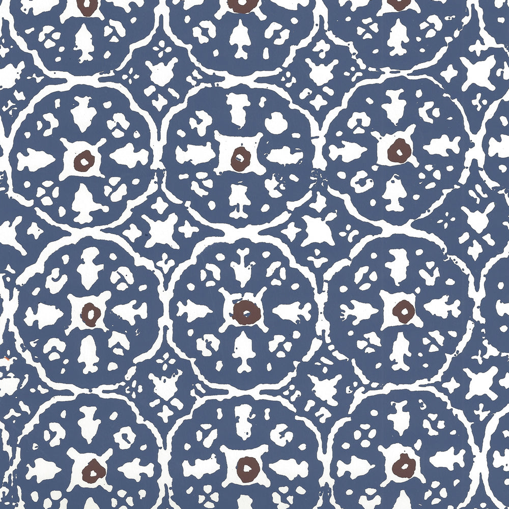 Nitik II Navy Brown on Almost White wallpaper by China Seas