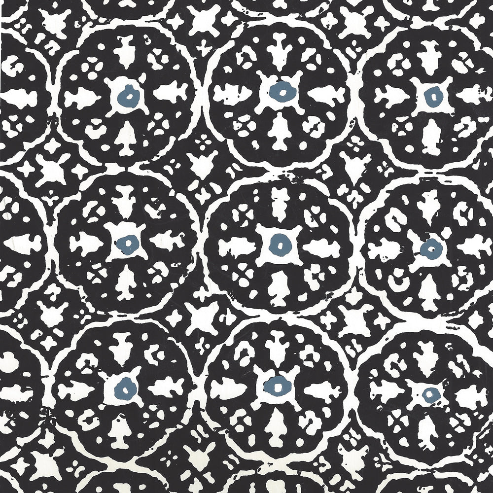 Nitik II Black Navy on Almost White wallpaper by China Seas