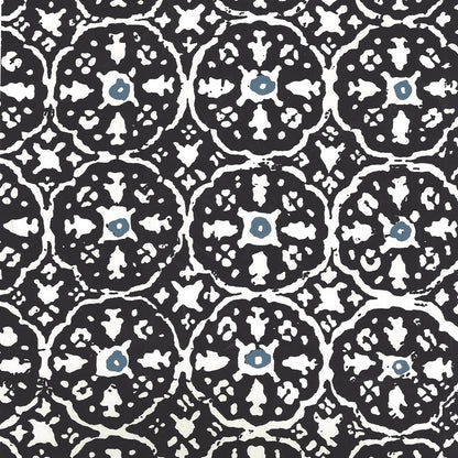 Nitik II Black Navy on Almost White wallpaper by China Seas