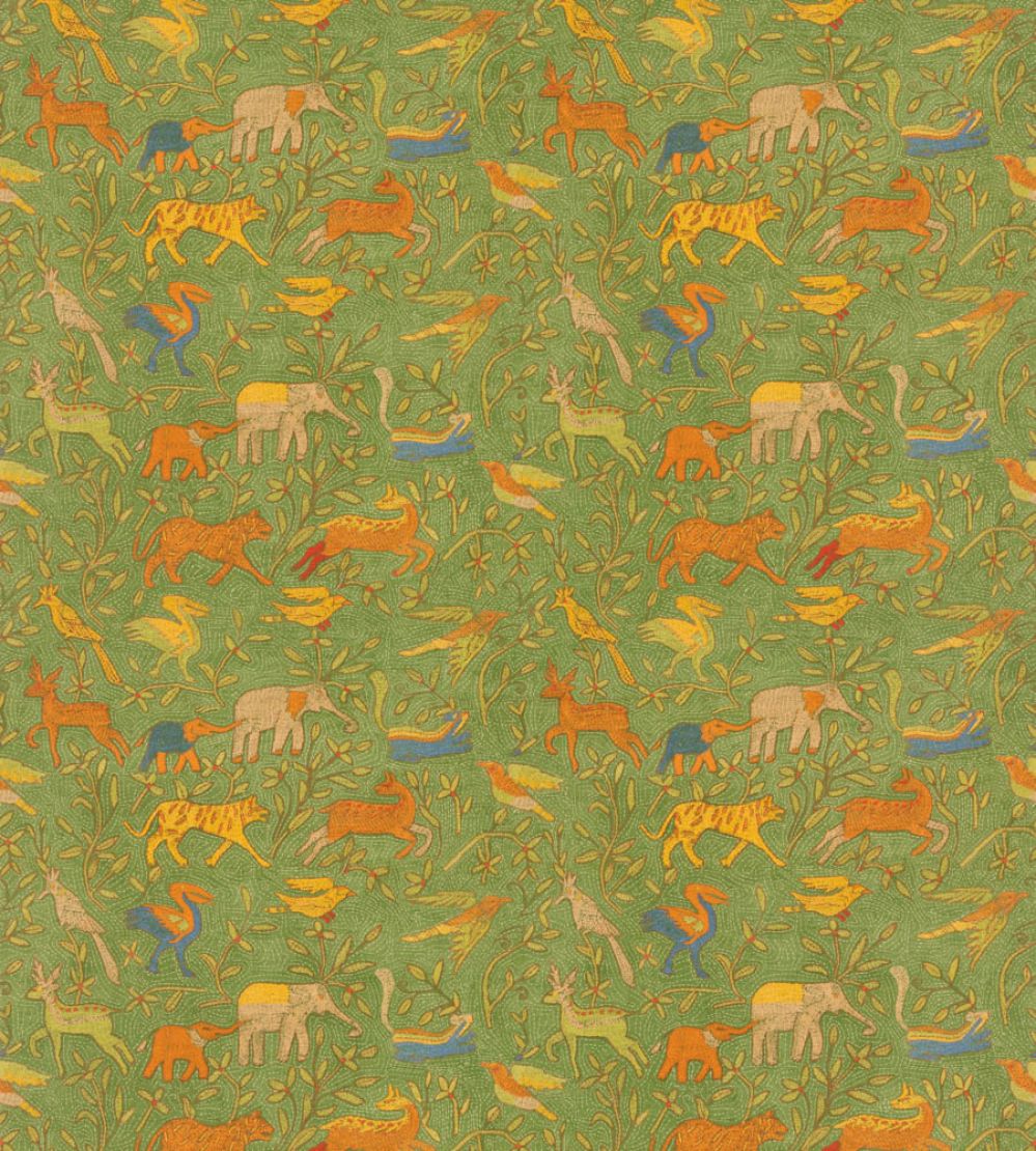 Noah's Ark Fabric by GP & J Baker Green