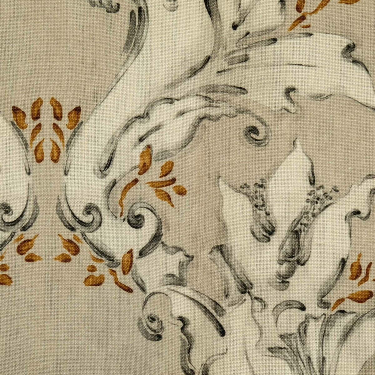 Nouveau fabric by Coordonné in Plata, shown in a styled room