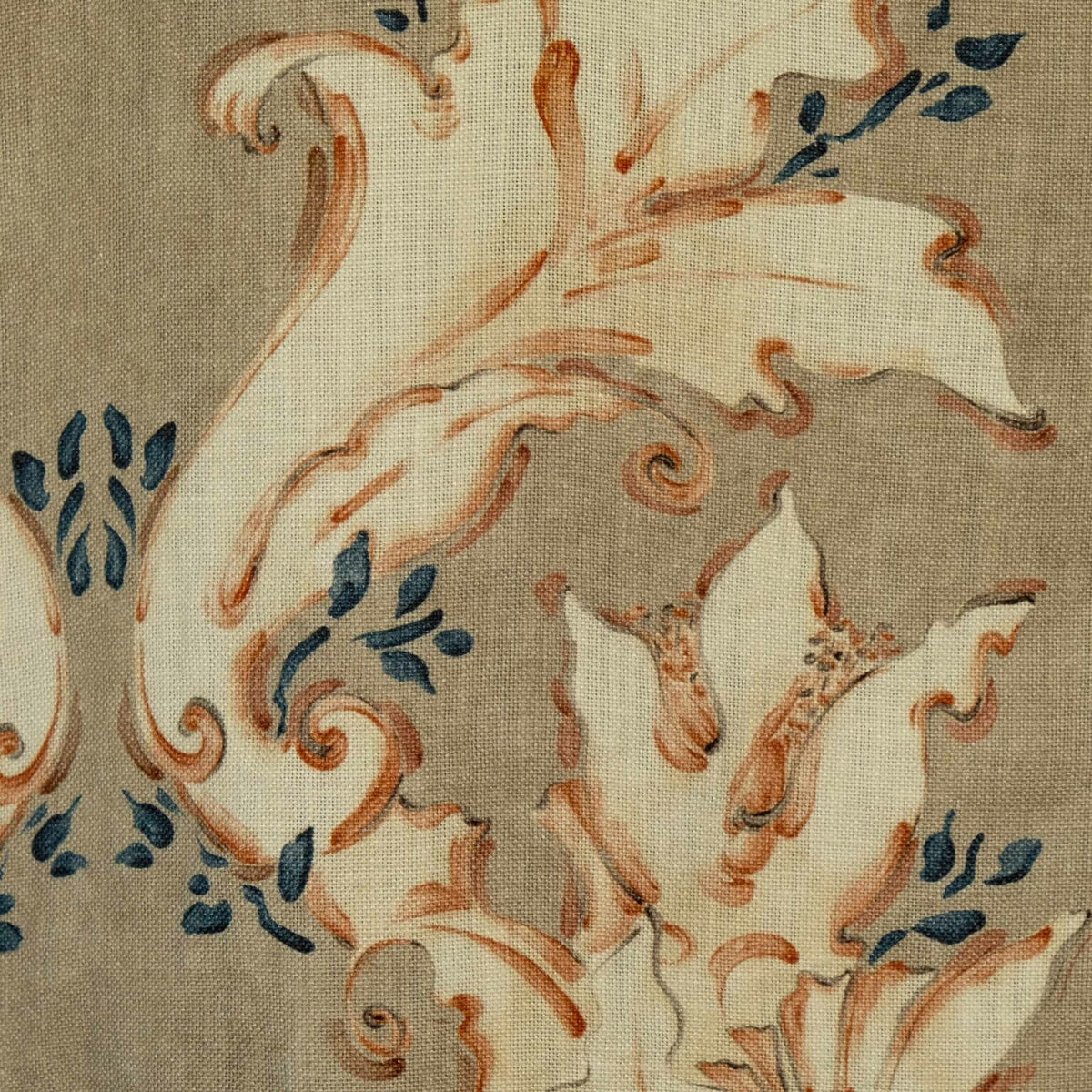 Nouveau fabric by Coordonné in Tierra, shown in a styled room