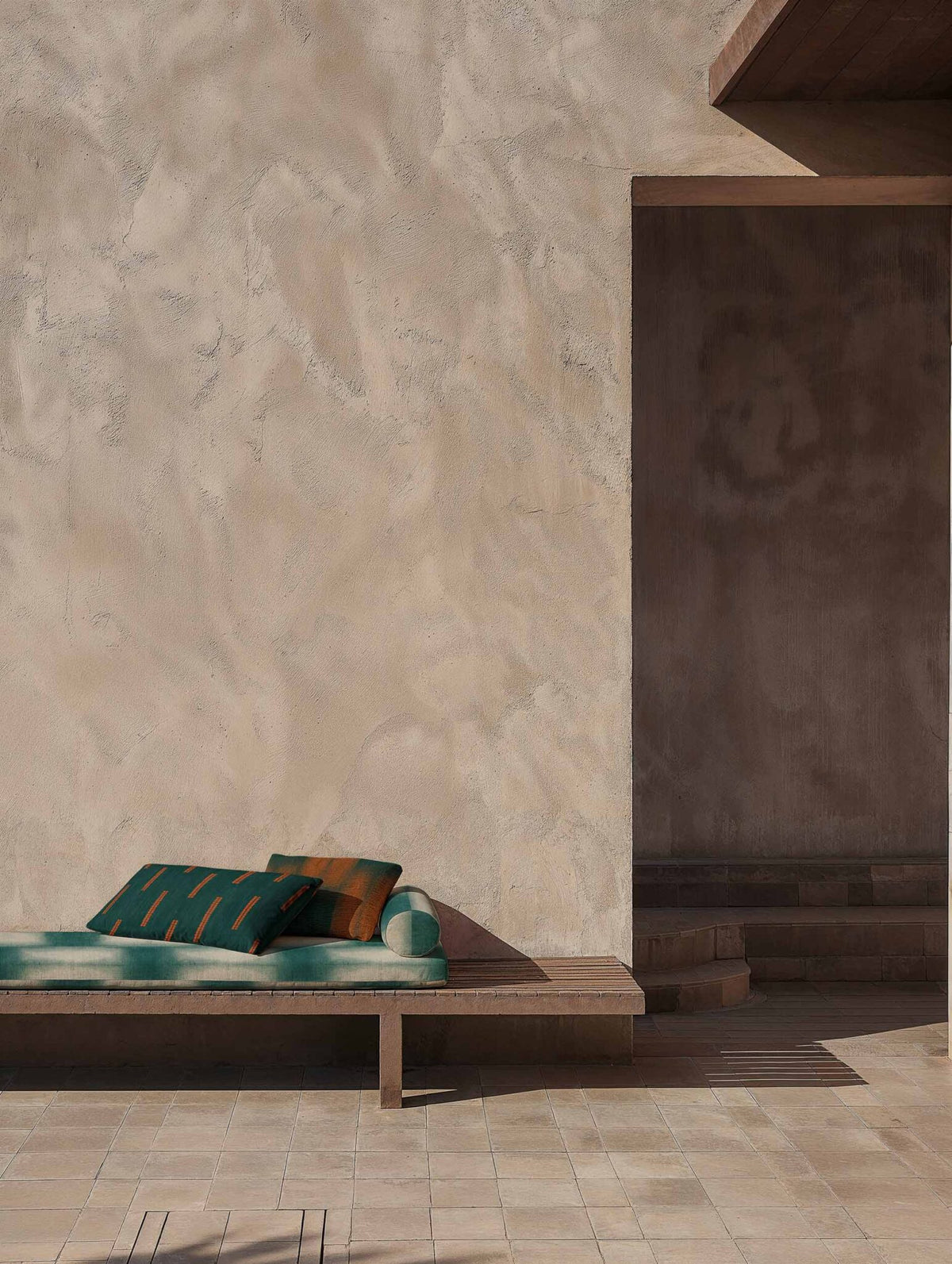 Nui fabric by Coordonné in Cypress, shown in a styled room