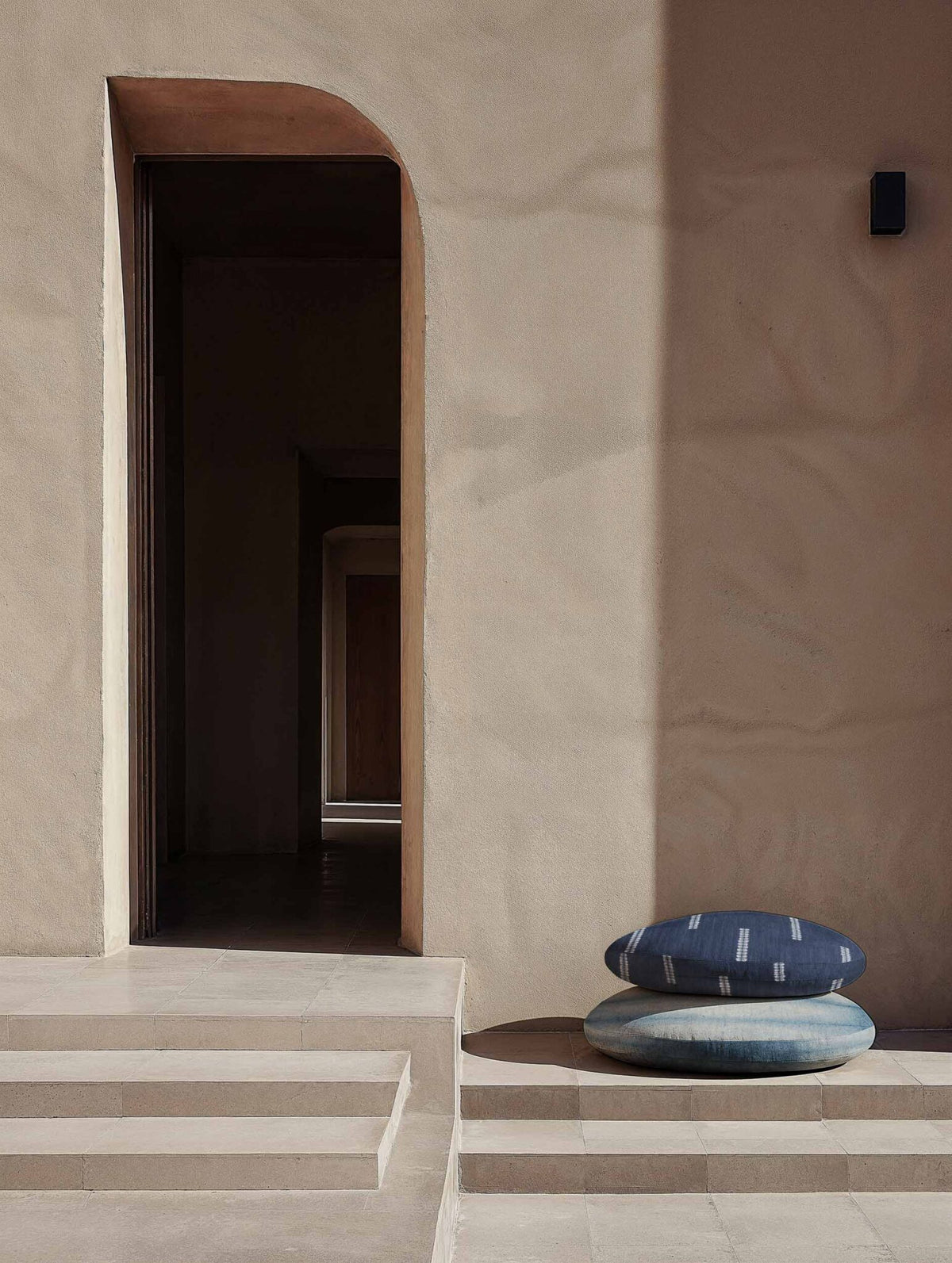 Nui fabric by Coordonné in Indigo, shown in a styled room
