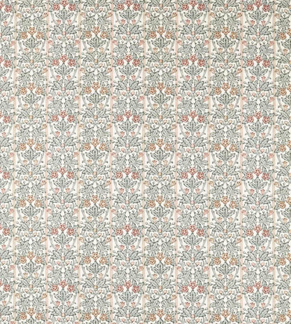 Oak & Blossom Fabric by Morris & Co Umber/Mineral Blue