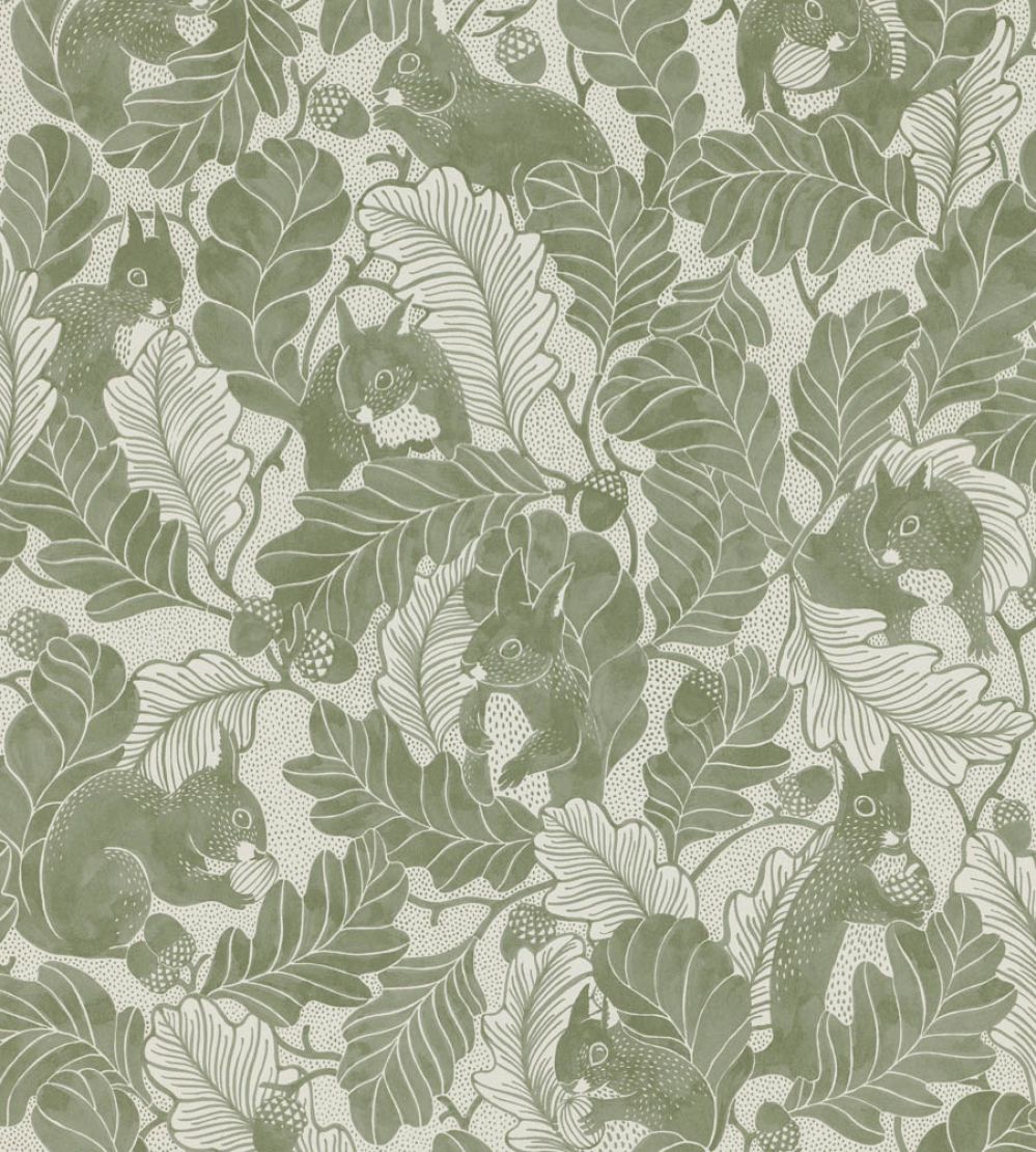 Oak Tree Tails Wallpaper by Langelid Von Bromssen Olive